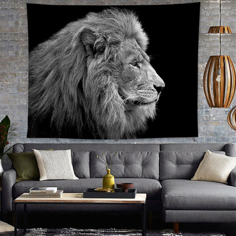 Tenture murale lion de profil