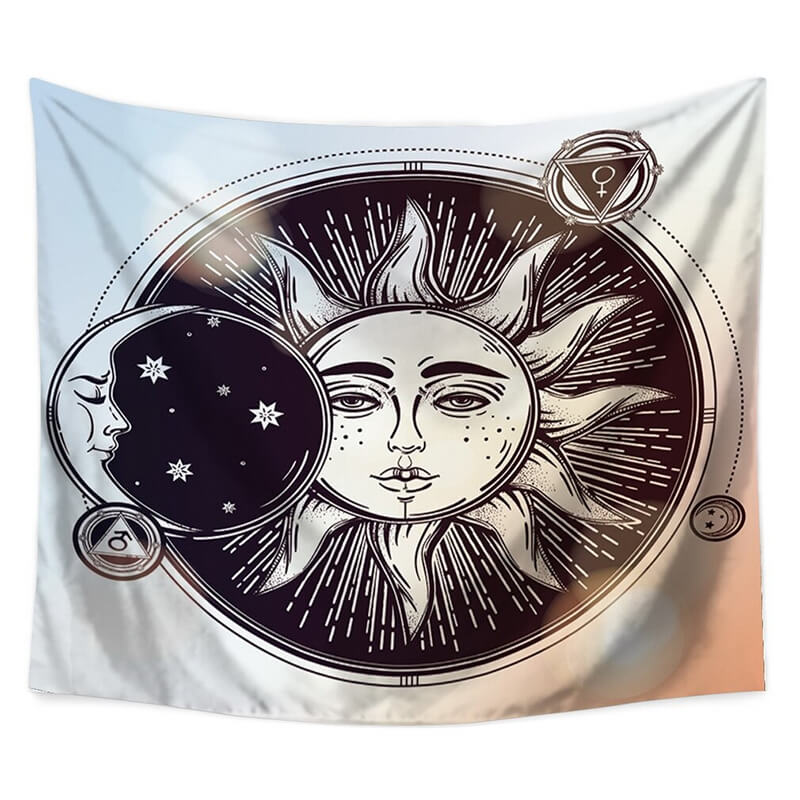 Tenture Murale Hippie Lune et Soleil